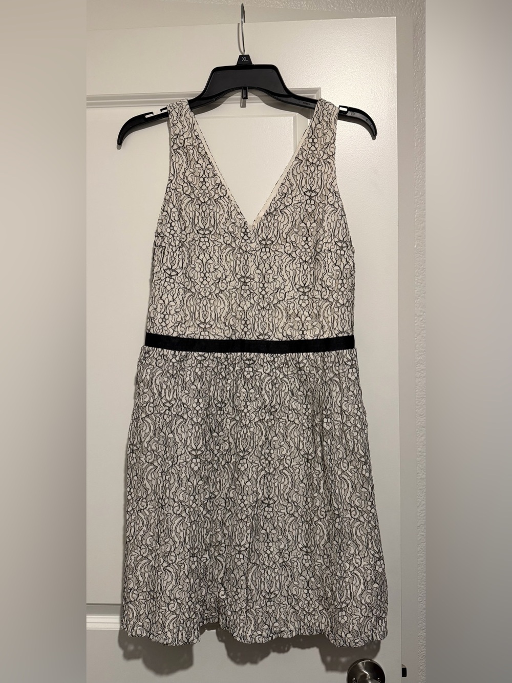 Maurices Cream Dress with Black Lace Detail